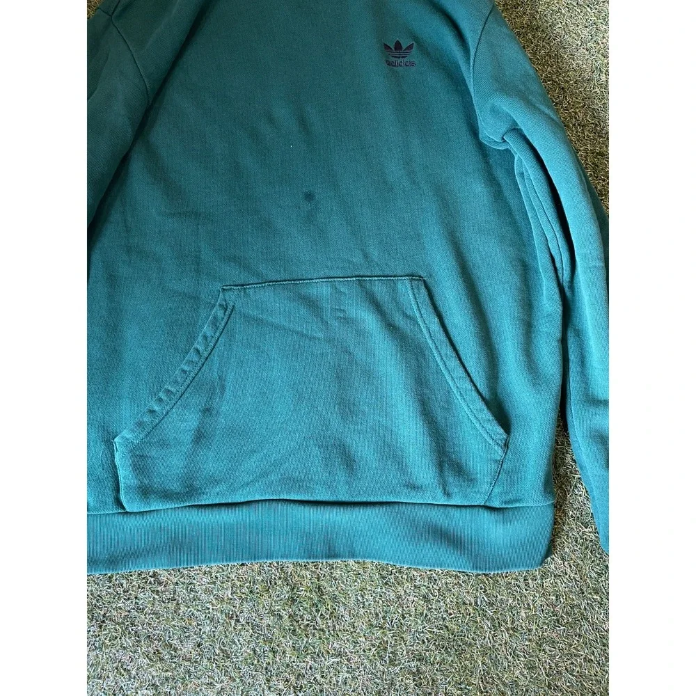 Adidas Hoodie Mens M Green Lined Logo‎ Long Sleeve Kangaroo Pockets Pullover